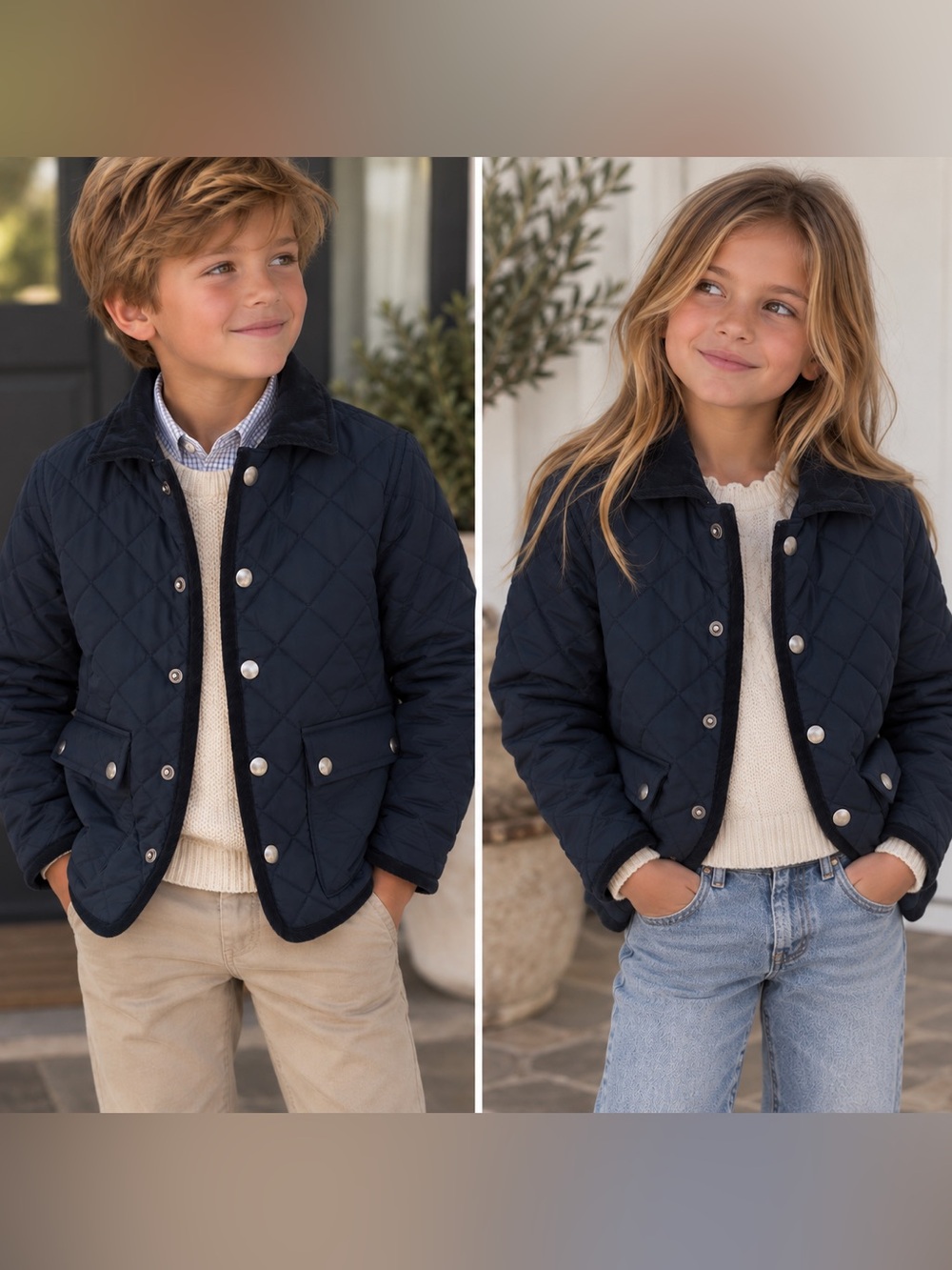 Crewcuts Quilted Navy Puffer Jacket for Kids